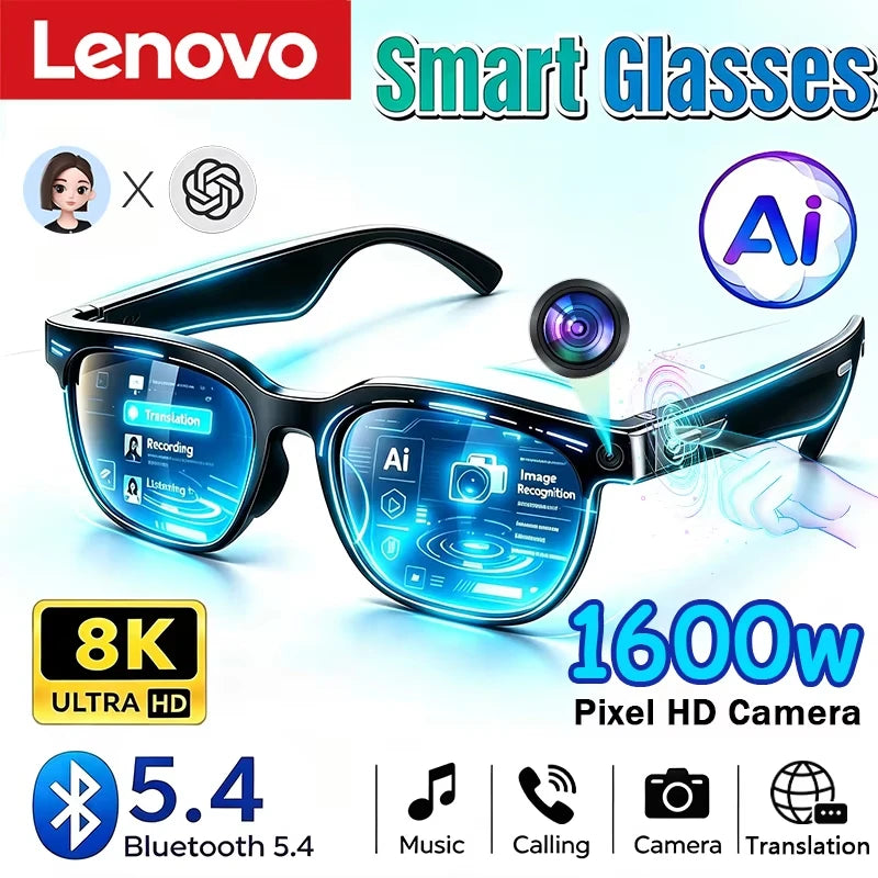 Lenovo Smart AI Audio & Camera Glasses – Hands-Free Video Recording & Photo Capture